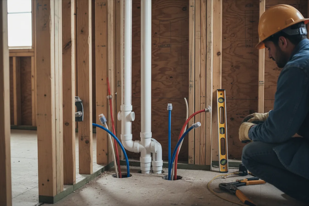 Drain and supply rough-in during Leak Detection in Slate Hill